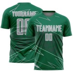 Custom Uniform Jersey Sports Sublimation Soccer Kelly Lines Gray-White Green Custom Uniform Jersey Sports Sublimation Soccer Kelly Lines Gray-White Green
