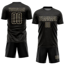 Sublimation Custom Geometric Black Soccer Jersey Shape Sports Uniform Cream