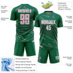 Uniform Sports Soccer Kelly Lines Sublimation Jersey Light Green Custom Pink-White