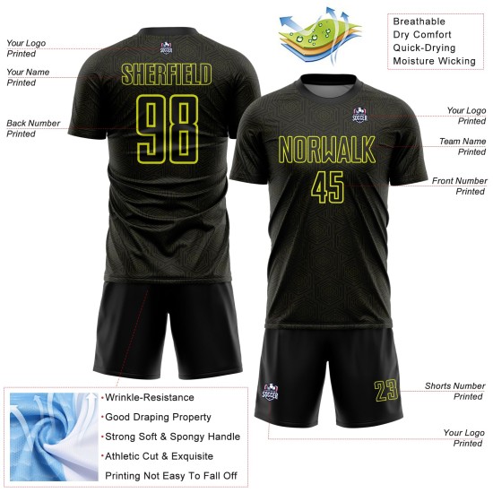 Shape Geometric Neon Sports Black Yellow Sublimation Custom Jersey Uniform Soccer Shape Geometric Neon Sports Black Yellow Sublimation Custom Jersey Uniform Soccer