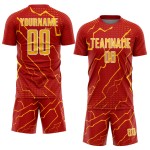 Jersey Sublimation Soccer Lightning Gold-White Sports Red Custom Uniform