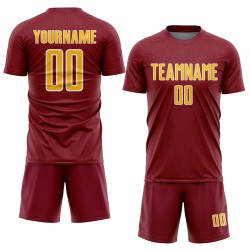 Geometric Jersey Shape Uniform Sublimation Soccer Crimson Gold-White Sports Custom