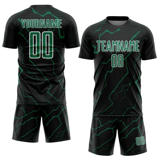 Black Jersey Sports Kelly Soccer Sublimation Custom Green-White Uniform Lightning
