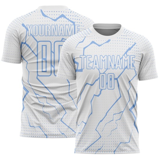 Jersey Soccer Lightning Uniform Custom White Sports Light Blue Sublimation