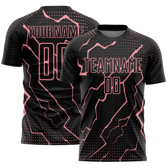 Sublimation Lightning Pink Jersey Medium Sports Uniform Custom Soccer Black