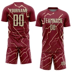 Custom Uniform Jersey Lightning Sports Soccer Sublimation Crimson Cream-Black