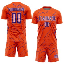 Sports Custom Sublimation Soccer Uniform Lightning Jersey Orange Purple-White