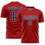 Jersey Red Geometric Soccer Shape Custom Uniform Sports Sublimation Navy-White