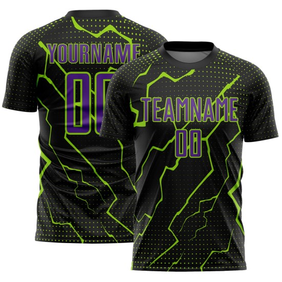 Purple-Neon Jersey Black Custom Uniform Green Sports Soccer Sublimation Lightning