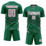 Uniform Sports Soccer Kelly Lines Sublimation Jersey Light Green Custom Pink-White
