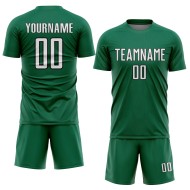 Jersey Shape Sublimation Uniform Green Geometric Soccer Kelly White-Black Custom Sports