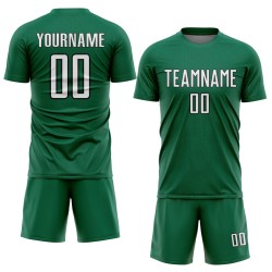Jersey Shape Sublimation Uniform Green Geometric Soccer Kelly White-Black Custom Sports