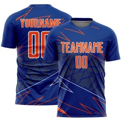 Lines Sublimation Royal Uniform Orange-White Sports Jersey Custom Soccer