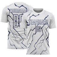 Jersey Custom Sports Sublimation Soccer White Lightning Navy Uniform