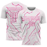 Custom Soccer White Uniform Jersey Sublimation Pink Lightning Sports Custom Soccer White Uniform Jersey Sublimation Pink Lightning Sports
